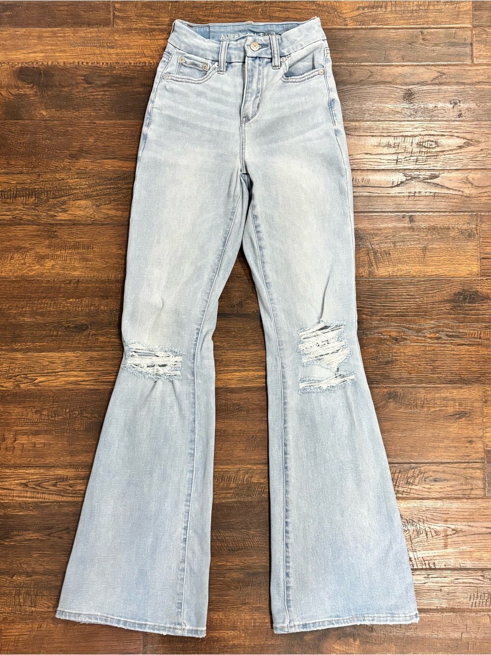 NEW (washed) AE Curvy Super High-Rise Flare - Size 000 Regular
